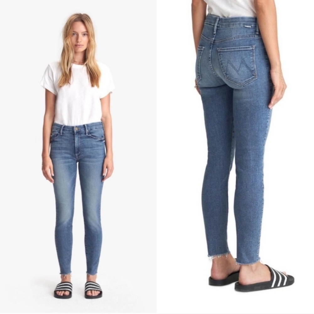 MOTHER High Waisted Looker Ankle Fray In Hop On Hop Off Size 27